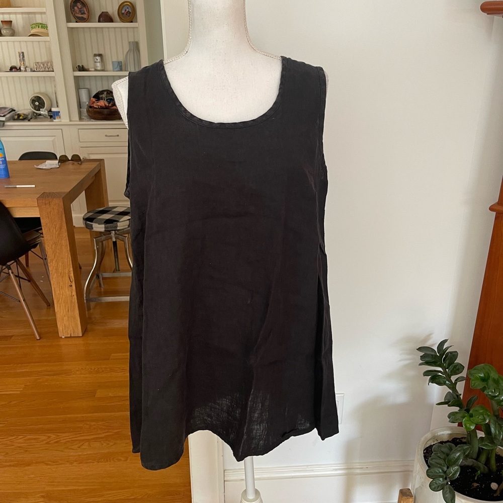 Flax Black Linen Sleeveless Tunic